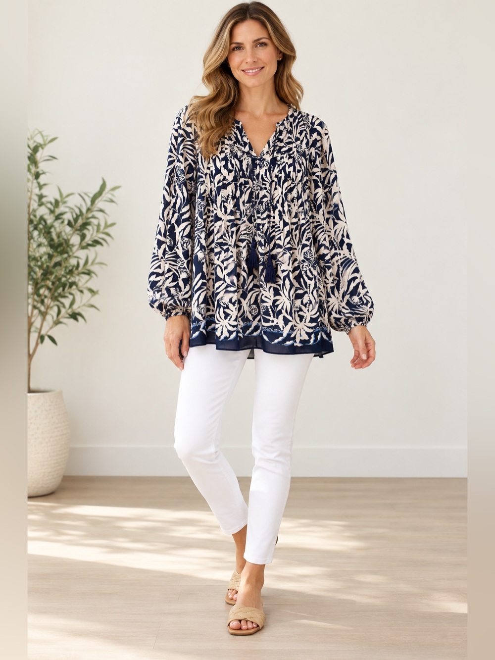 Lilly Pulitzer Navy and White Blouse